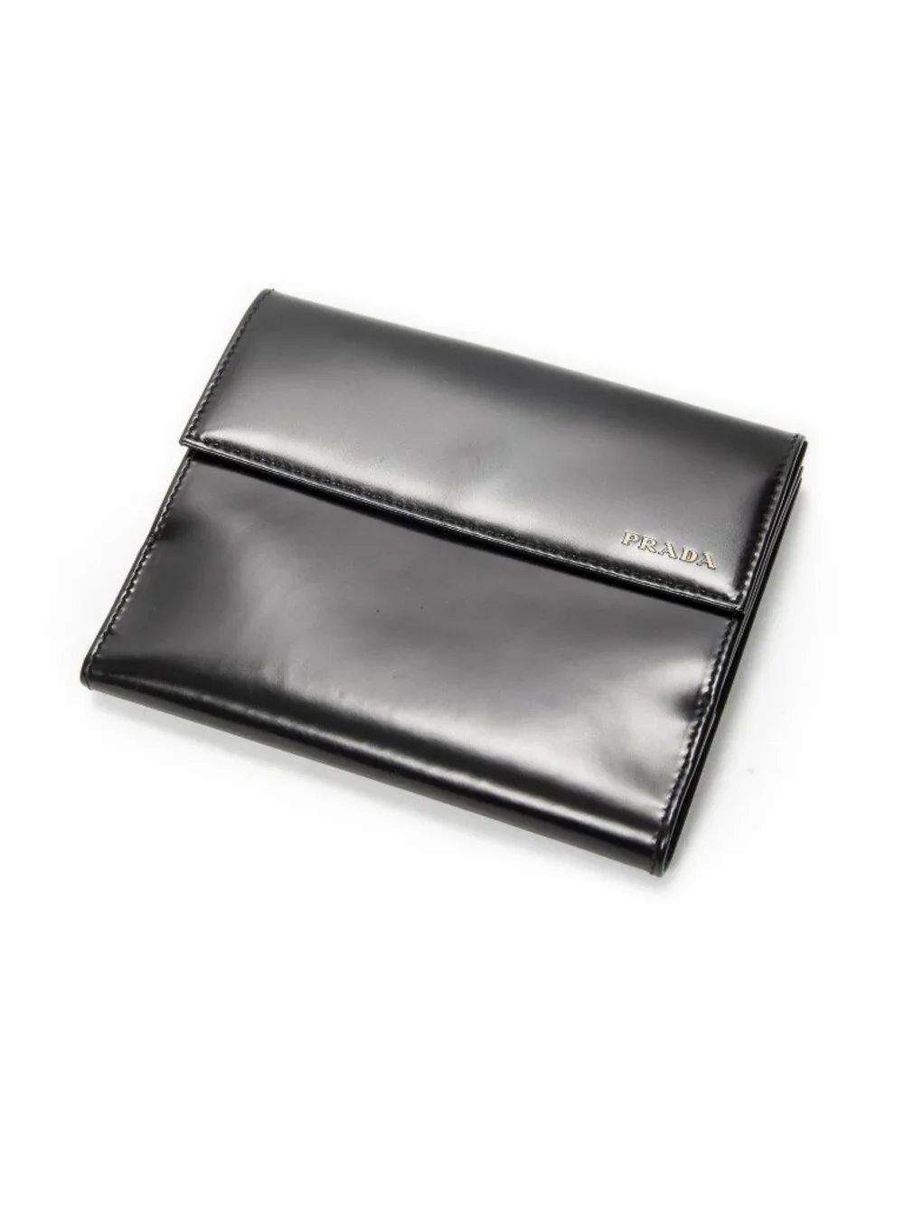 Prada Bifold Wallet Black Spazzolato Patent Leathera